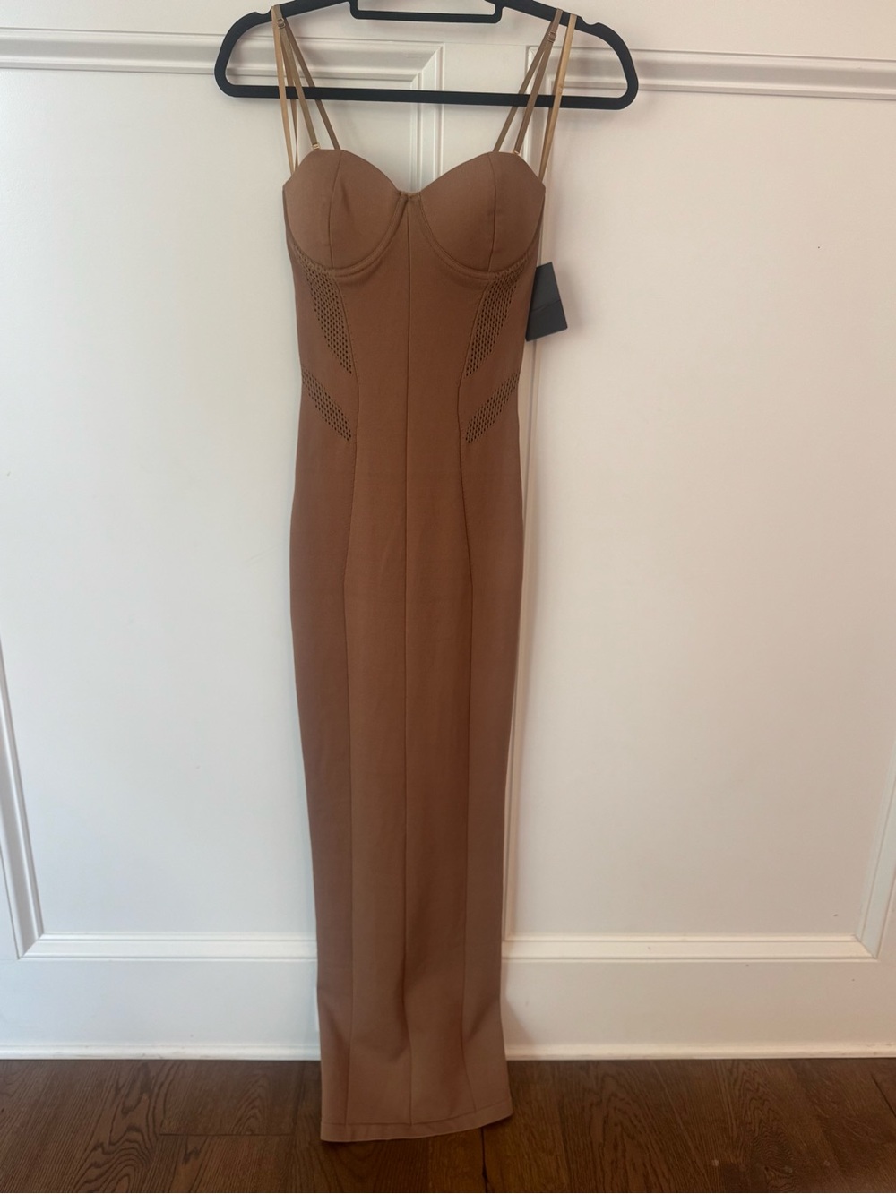 JLUXLABEL Tan Double-Strap Bodycon Maxi Dress